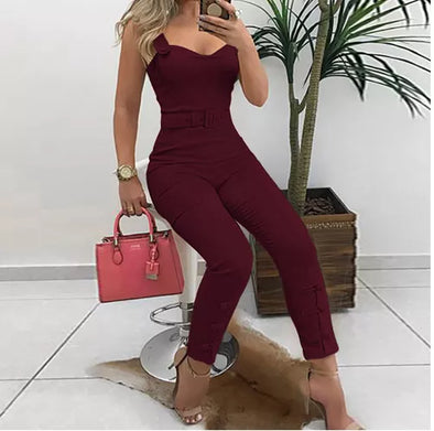 Slim Fit V-Neck Sleeveless Casual Jumpsuit