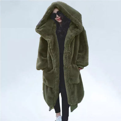 Oversized Winter Faux Fur Hooded Winter Coat