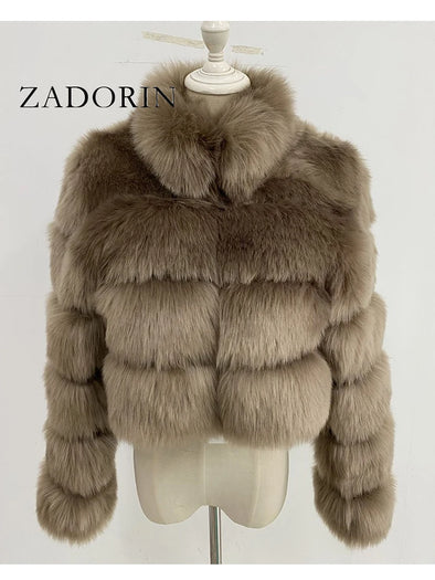 Short Winter Faux Fur Coat