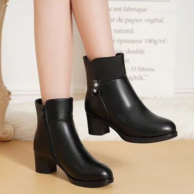 Soft Leather Women Ankle Boots