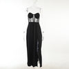 Black Mesh Patchwork Strapless Corset Maxi Dress