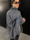 Winter Gray Turtleneck Knitted Sweater
