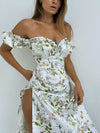 Summer Floral Off Shoulder Puff Sleeve Maxi Dress