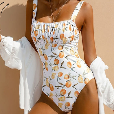 Fruit Print One Piece Swimsuit